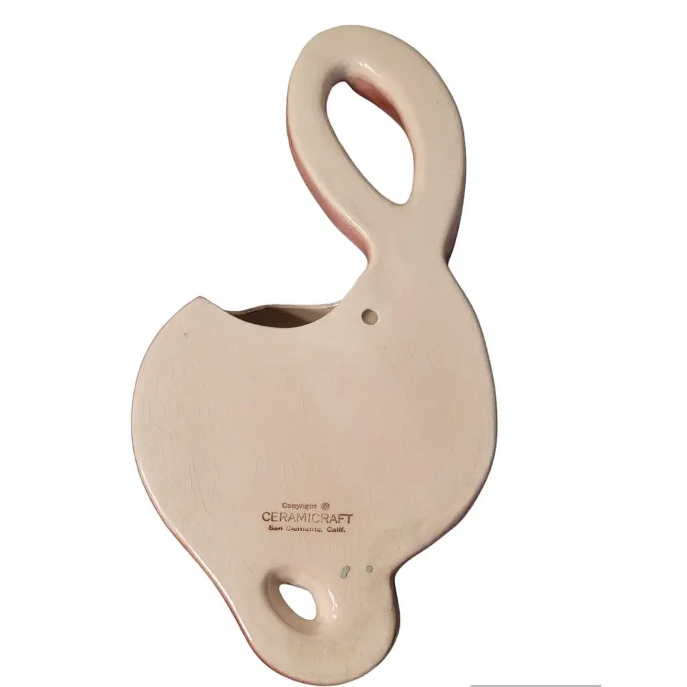 Vintage Ceramicraft  G- Clef Musical Note Ceramic Wall Pocket Planter